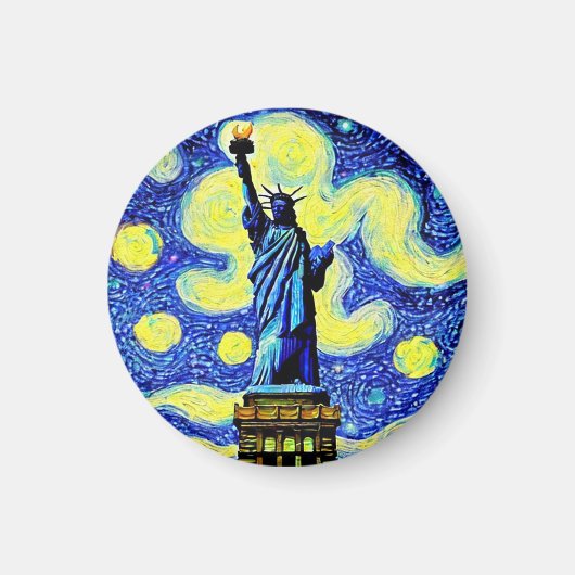 Aimant Starry Night Statue De Liberty New York (Devant)