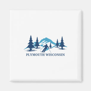 Aimant Station de ski de Plymouth Wisconsin Skieur Ski