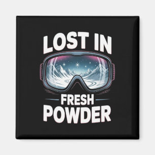 Aimant Station de ski pour hommes et femmes. Ski en poudr