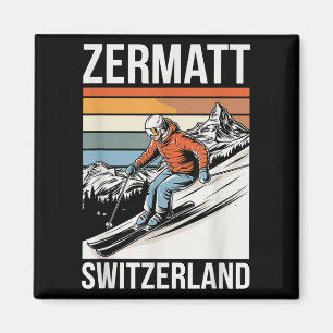 Aimant Station de ski rétro Zermatt Suisse, plaisir alpin