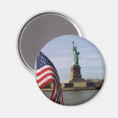 Aimant Statue de la Liberté avec drapeau américain (Recto/Verso)