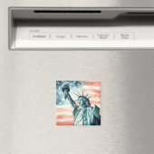 Aimant Statue de la Liberté avec drapeau américain (In Situ (Lave-vaisselle))