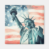 Aimant Statue de la Liberté avec drapeau américain (Devant)