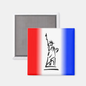 Aimant Statue de la Liberté Rayure Rouge Blanc Bleu (Recto/Verso)