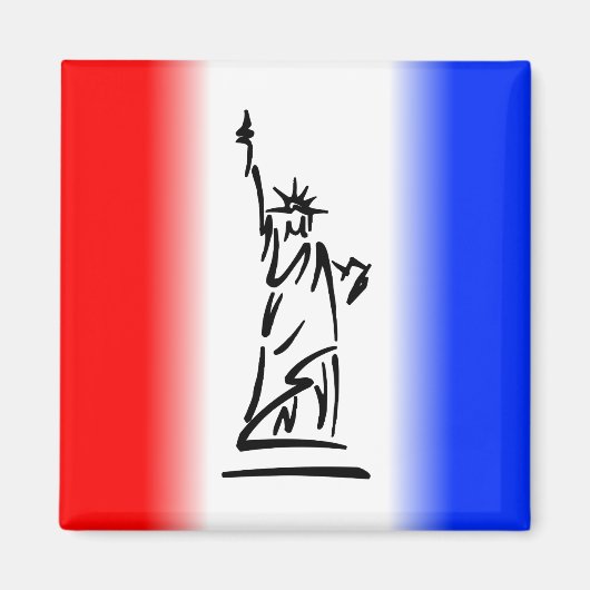 Aimant Statue de la Liberté Rayure Rouge Blanc Bleu (Devant)