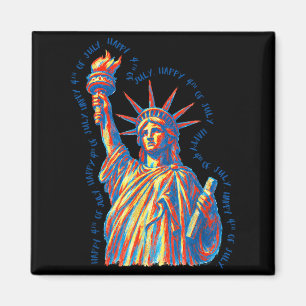 Aimant Statue de la Liberté Rétro Joyeux 4 Juillet