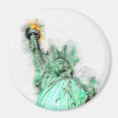 Aimant Statue de Liberty Aquarelle Portrait de gros plan (Devant)