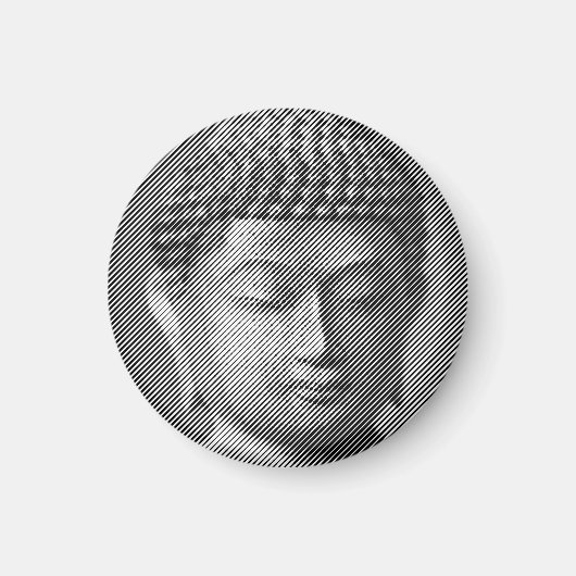 Aimant Statue Face Bouddha Noir Et Blanc Formée Par Ligne (Devant)