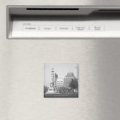 Aimant Statue sur American city carré B&W (In Situ (Lave-vaisselle))