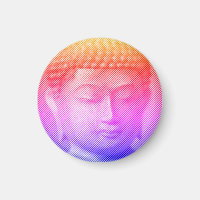Statue Visage Bouddha Colorée Formée Par Lignes