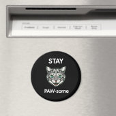 Aimant Stay Pawsome pun chat noir (In Situ (Lave-vaisselle))