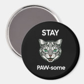 Aimant Stay Pawsome pun chat noir (Recto/Verso)