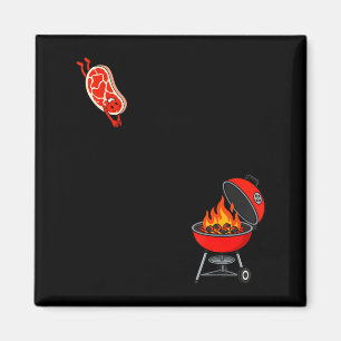 Aimant Steak Drôle Saute Sur Plongeon De Gril Volant Bbq