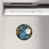 Aimant Steampunk Arrière - plan turquoise avec Gears (In Situ (Lave-vaisselle))