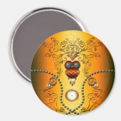 Aimant Steampunk, chouette (Recto/Verso)