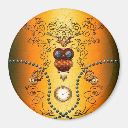 Aimant Steampunk, chouette (Devant)