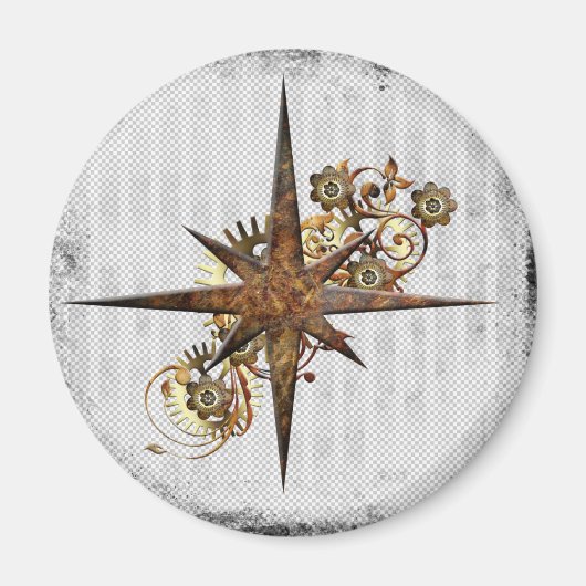 Aimant Steampunk Compass Star Grunge (Devant)