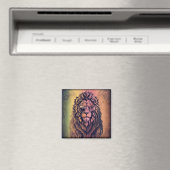 Aimant Steampunk Couleur Gradient Lion Rustique (In Situ (Lave-vaisselle))