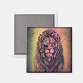 Aimant Steampunk Couleur Gradient Lion Rustique (Recto/Verso)