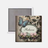 Aimant steampunk Éphémère floral Papillon victorien (Recto/Verso)