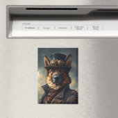 Aimant Steampunk German Shepherd Dog in Top Hat (In Situ (Lave-vaisselle))