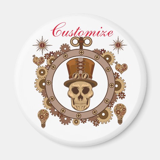 Aimant Steampunk Thème Top Hat Skull Thunder_Cove (Devant)