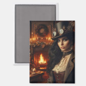 Aimant Steampunk Vintage Victorian Lady Christmas Red (Recto/Verso)