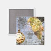 Aimant Steampunk & Yellow Roses (Recto/Verso)