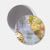 Aimant Steampunk & Yellow Roses (Recto/Verso)