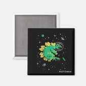 Aimant Stegosaurus Dinos Tan Vert Dans L'Espace (Recto/Verso)