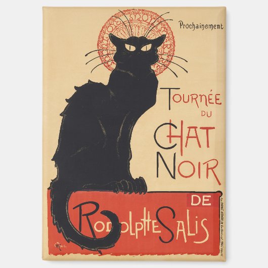 Aimant Steinlen Art Nouveau Chat Noir Chic Impression Vin (Recto)