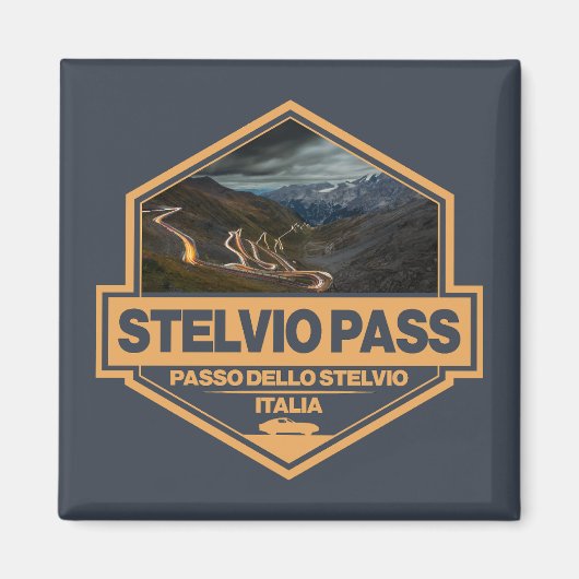 Aimant Stelvio Pass Passo Dello Stelvio Travel Art Badge (Devant)