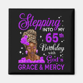 Aimant Stepng Into My 65th Birthday Headwrap Black Woman (Devant)