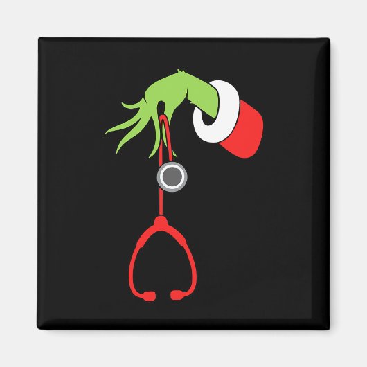 Aimant Stéthoscope de Noël infirmière Pyjama de Noël (Devant)