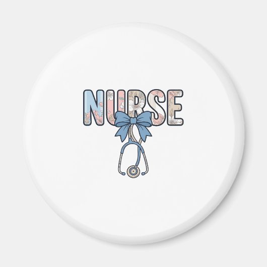 Aimant Stéthoscope Nurse Bow Floral Vintage (Devant)