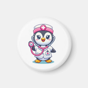 Aimant Stethoscope rose Infirmier pinguin mignon personna