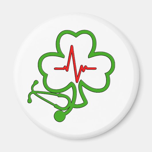 Aimant STÉTHOSCOPE shamrock AVEC HEARTBEAT (Devant)