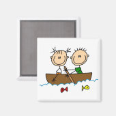 Aimant Stick Figure Boat Fishing Tshirts et cadeaux (Recto/Verso)