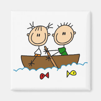 Aimant Stick Figure Boat Fishing Tshirts et cadeaux