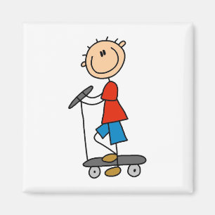 Aimant Stick Figure Boy sur Scooter