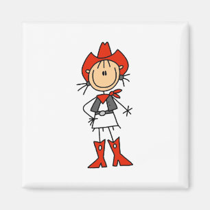 Aimant Stick Figure Cowgirl Casquette rouge et amorce mag