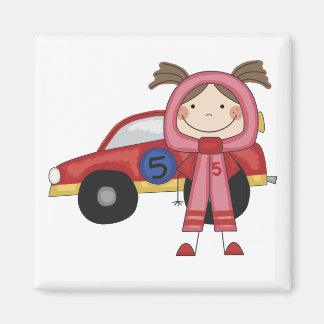 Aimant Stick Figure Girl Race Car Driver Tshirts