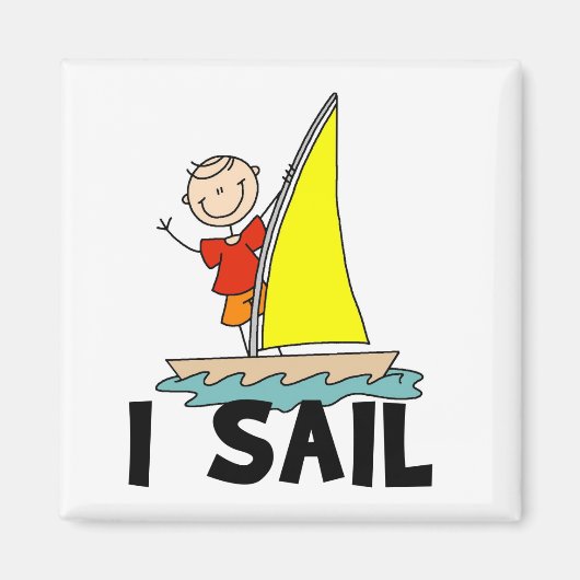 Aimant Stick Figure I Sail T-shirts et cadeaux (Devant)