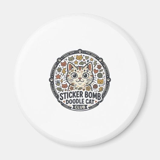 Aimant Sticker Bomb Doodle Cat POD Art Vectoriel - Autoco (Devant)