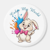 Aimant Sticker Bunny Peintre - "Color My World" (Devant)
