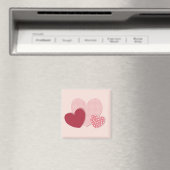 Aimant Sticker en papier Coeurs roses (In Situ (Lave-vaisselle))