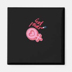 Aimant Sticker féministe rose Power Girl