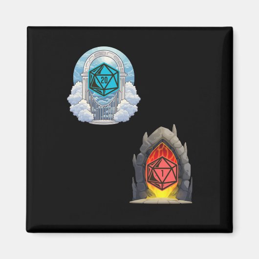 Aimant Sticker pour malchance Heaven Hell D20 Fortune (Devant)