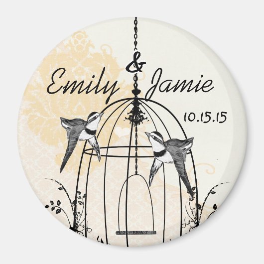 Aimant Stickers de mariage en cage d'oiseaux ou Personnal (Devant)