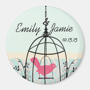Aimant Stickers de mariage en cage d'oiseaux ou Personnal